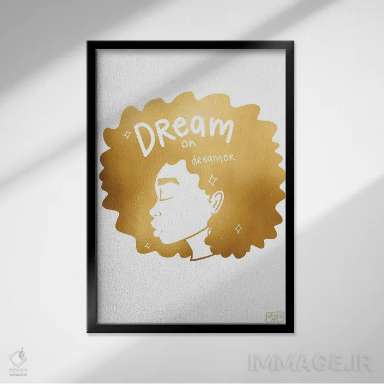 تابلو به رؤیا ادامه بده اثر بری پیپنز - نمای قابدار مشکی