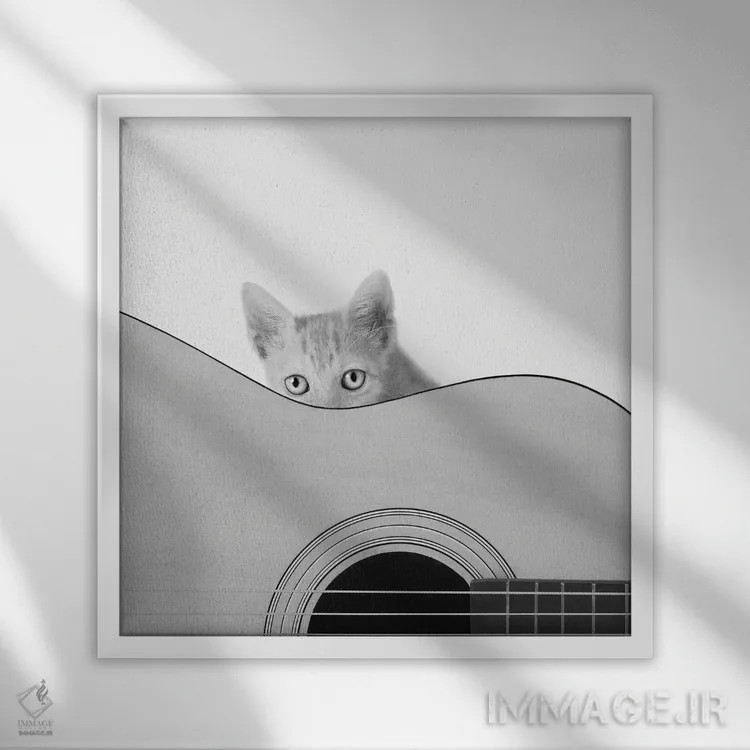 تابلو سبیل و سیمها (ممکن است به حیوانات و ساز اشاره کند) اثر جان برتلی - نمای قابدار سفید