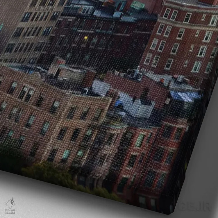 تابلو پینآپ بوستون (تمبر یا سبک تبلیغاتی) اثر جیسون بروک - نمای نزدیک بافت بوم