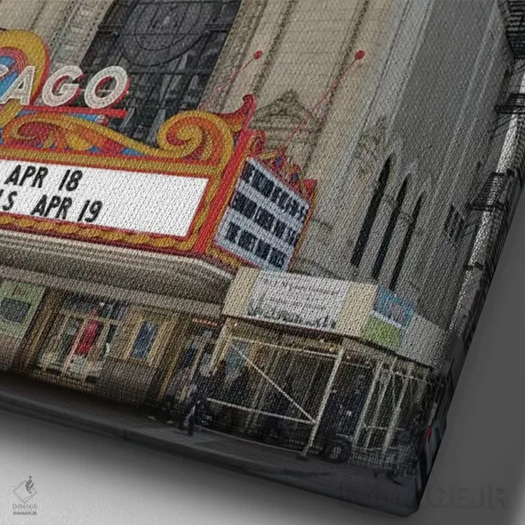 تابلو پینآپ شیکاگو اثر جیسون بروک - نمای نزدیک بافت بوم