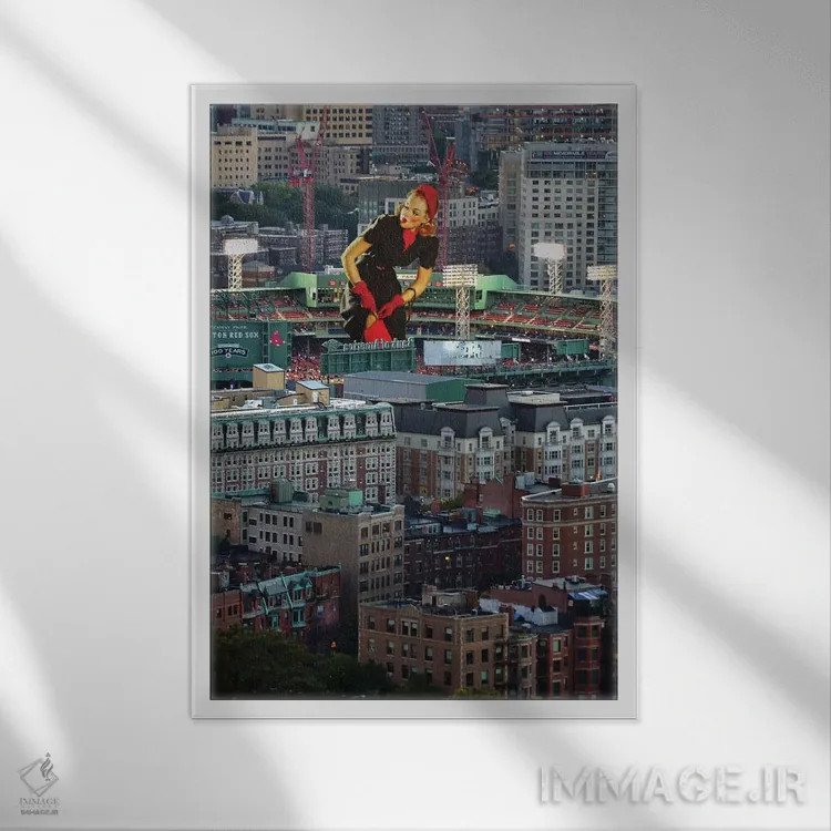 تابلو پینآپ بوستون (تمبر یا سبک تبلیغاتی) اثر جیسون بروک - نمای قابدار سفید