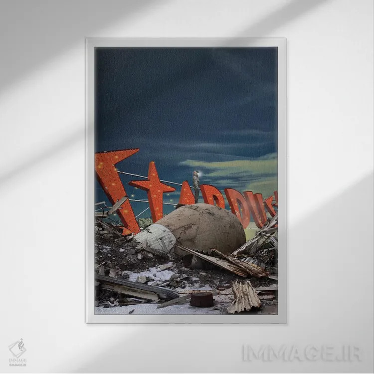 تابلو عجایب فضایی (همچنین نام آهنگ دیوید بویی) اثر جیسون بروک - نمای قابدار سفید