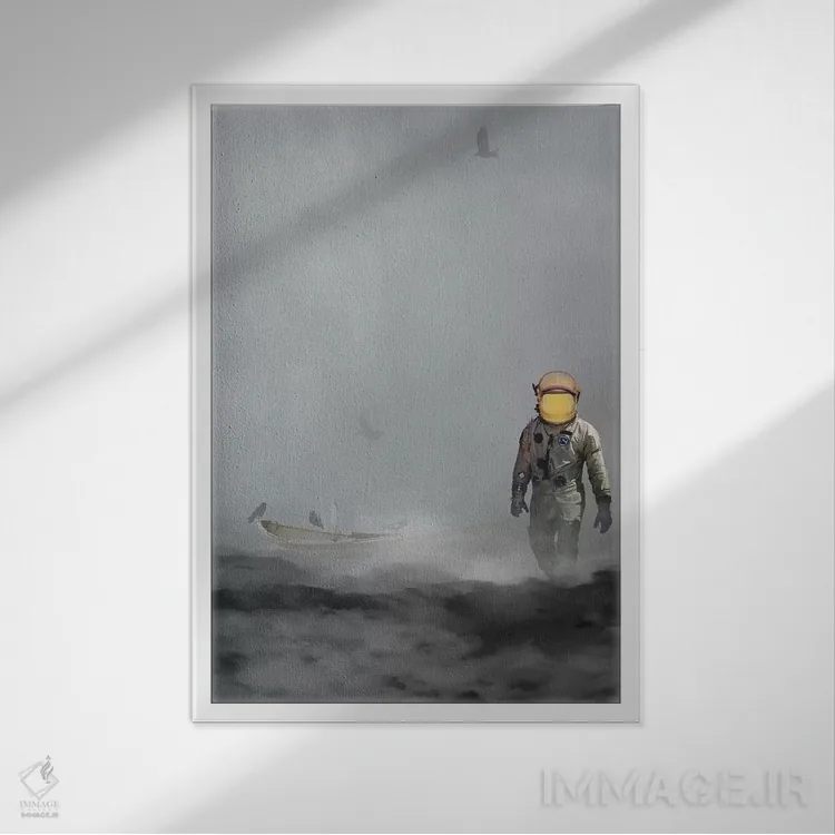 تابلو آبهای پرآشوب اثر جیسون بروک - نمای قابدار سفید