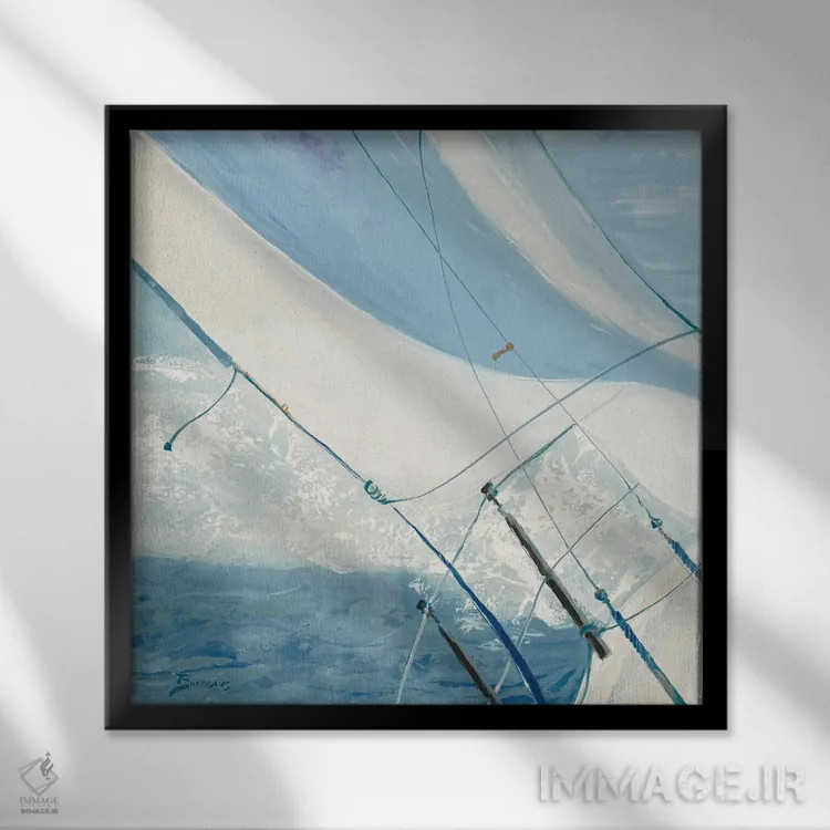 تابلو پاشش آب جلوی قایق اثر جان باروز - نمای قابدار مشکی