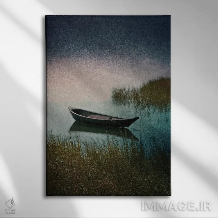 تابلو پاروزدن در مهتاب اثر بروک تی. رایان - نمای روبهرو روی دیوار