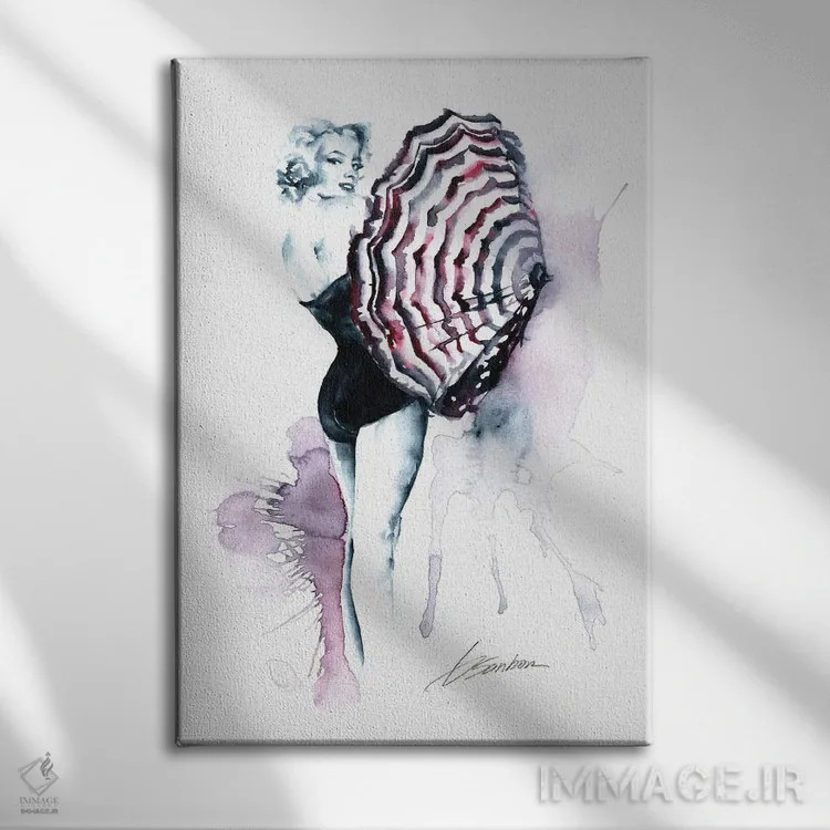 تابلو مرلین مونرو با چتر اثر برندن سنبورن - نمای روبهرو روی دیوار