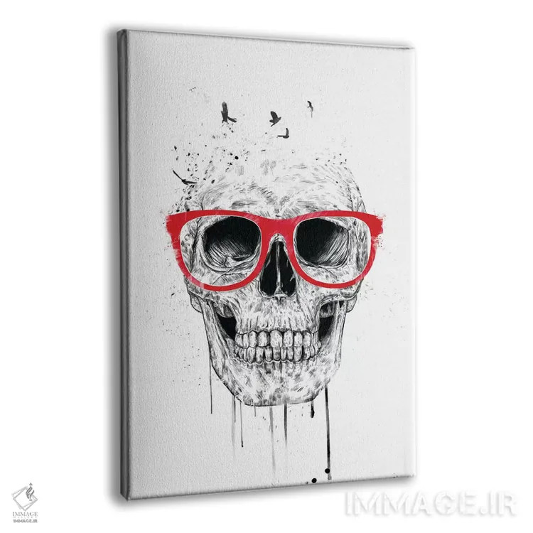 تابلو جمجمه با عینک قرمز اثر بالازس شولتی - نمای پرسپکتیو محصول
