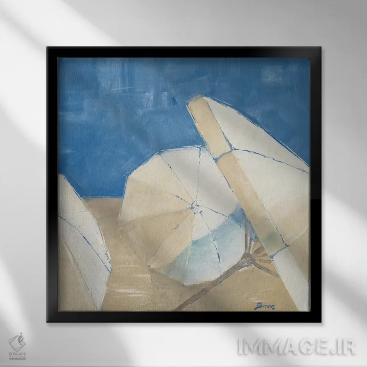 تابلو روی ساحل اثر جان باروز - نمای قابدار مشکی