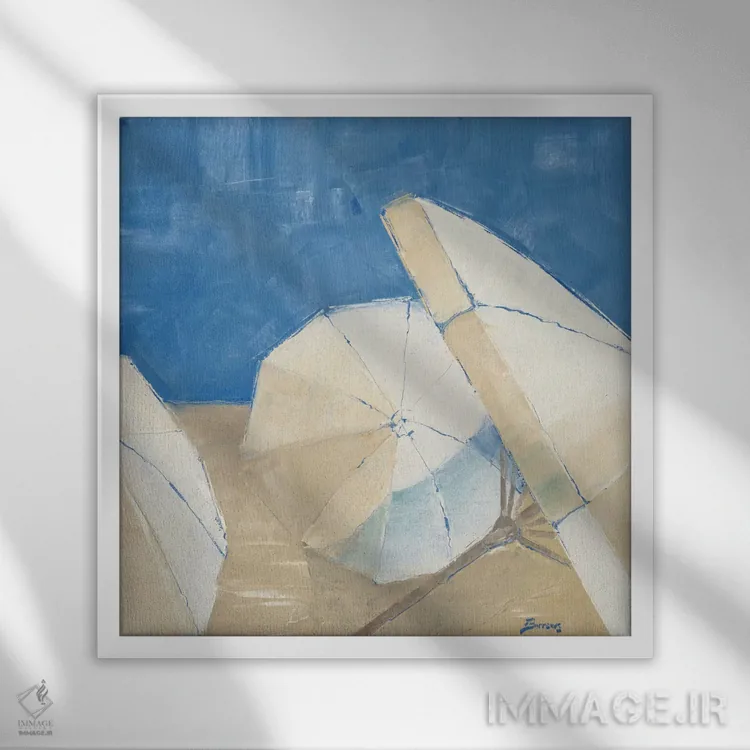 تابلو روی ساحل اثر جان باروز - نمای قابدار سفید