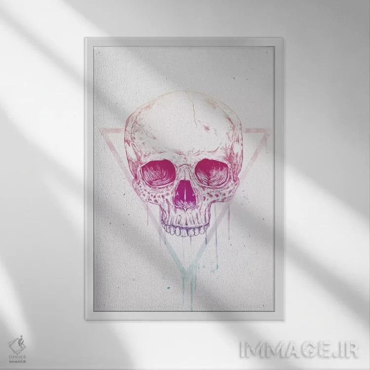 تابلو جمجمه در مثلث اثر بالازس شولتی - نمای قابدار سفید