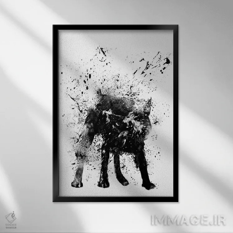 تابلو سگ خیس اثر بالازس شولتی - نمای قابدار مشکی