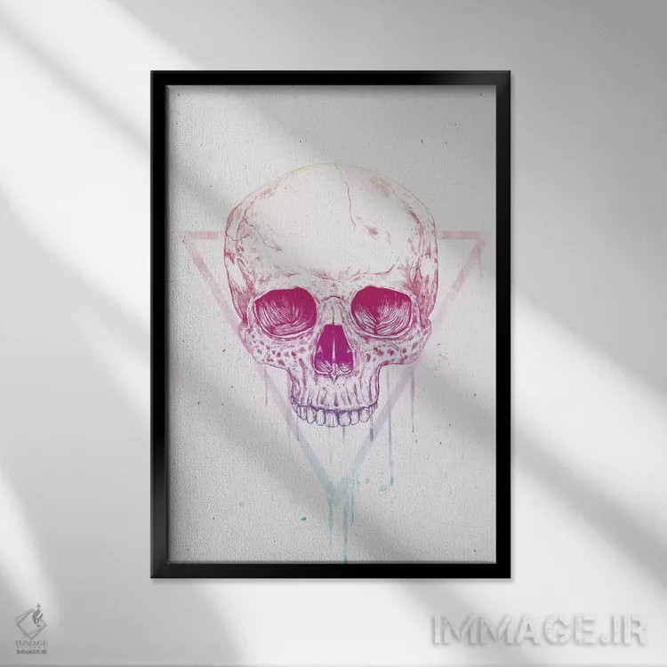 تابلو جمجمه در مثلث اثر بالازس شولتی - نمای قابدار مشکی