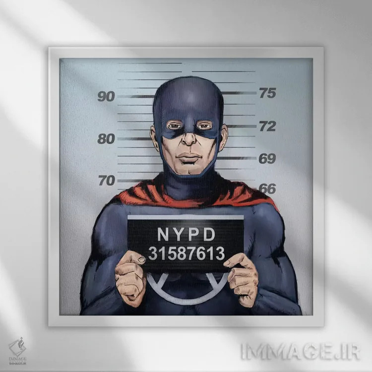 تابلو ابر قهرمان در دردسر اثر بالازس شولتی - نمای قابدار سفید