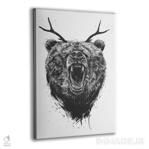 تابلو خرس عصبانی با شاخ گوزن اثر بالازس شولتی - نمای پرسپکتیو محصول