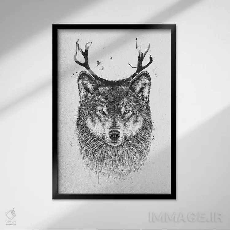 تابلو من گوزن تو هستم اثر بالازس شولتی - نمای قابدار مشکی