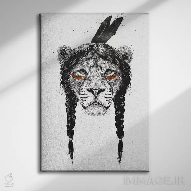 تابلو شیر جنگجو اثر بالازس شولتی - نمای روبهرو روی دیوار