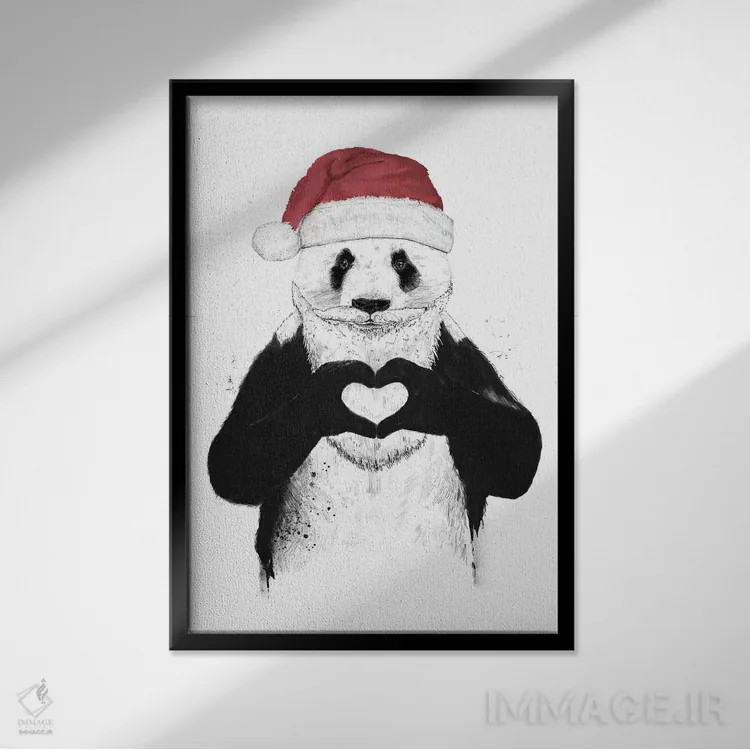 تابلو پاندای بابانوئل اثر بالازس شولتی - نمای قابدار مشکی