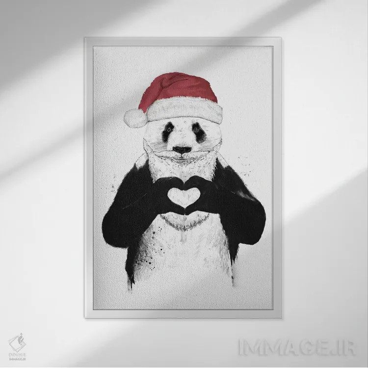 تابلو پاندای بابانوئل اثر بالازس شولتی - نمای قابدار سفید
