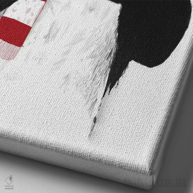 تابلو پاندای کریسمس اثر بالازس شولتی - نمای نزدیک بافت بوم