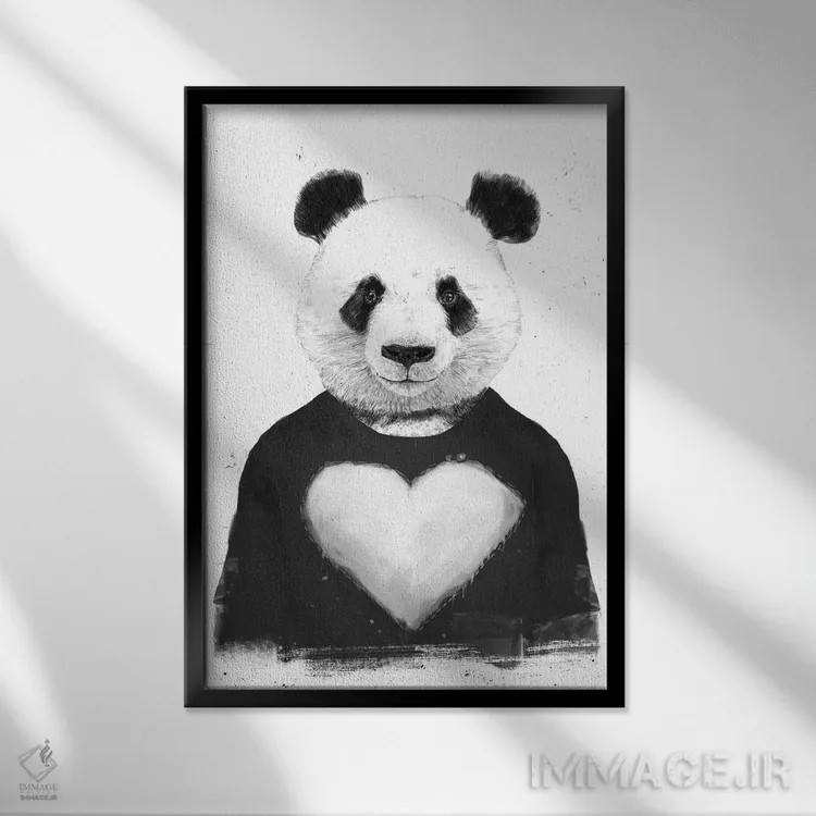 تابلو پاندای دوستداشتنی اثر بالازس شولتی - نمای قابدار مشکی