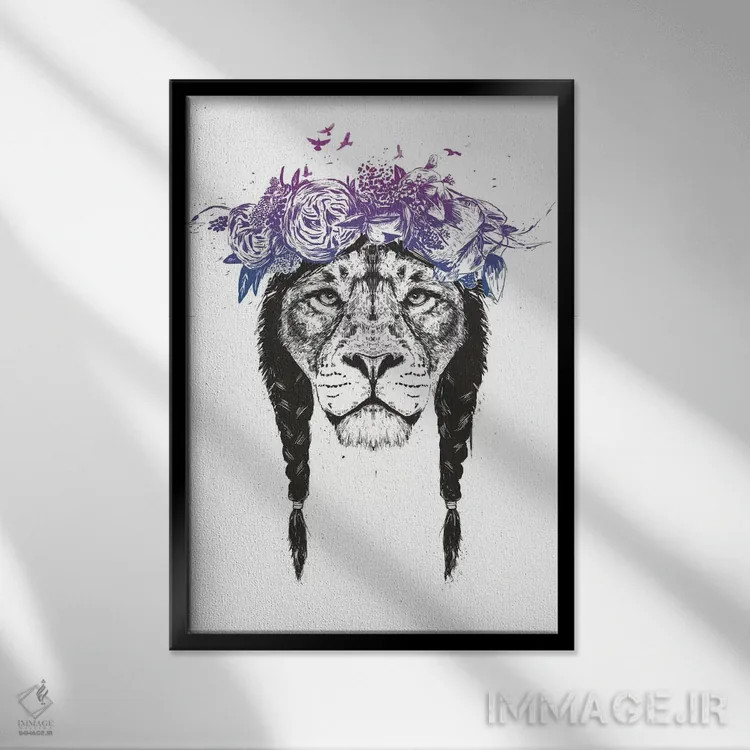 تابلو پادشاه جنگل اثر بالازس شولتی - نمای قابدار مشکی