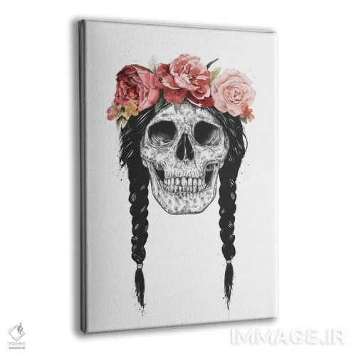 تابلو جمجمه با تاج گل اثر بالازس شولتی - نمای پرسپکتیو محصول