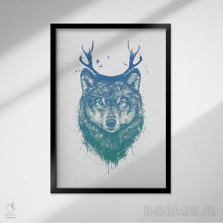 تابلو من گوزن تو هستم اثر بالازس شولتی - نمای قابدار مشکی