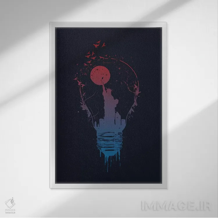 تابلو چراغهای شهر بزرگ ۲ (تاریک) اثر بالازس شولتی - نمای قابدار سفید