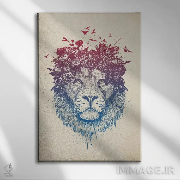 تابلو شیر گلدار ۳ اثر بالازس شولتی - نمای روبهرو روی دیوار