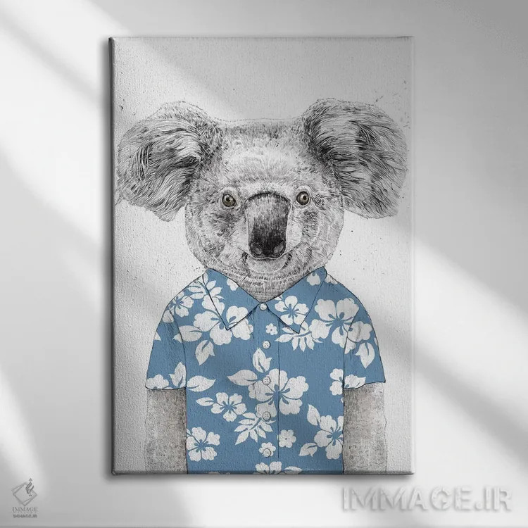 تابلو کوآلای تابستانی آبی اثر بالازس شولتی - نمای روبهرو روی دیوار