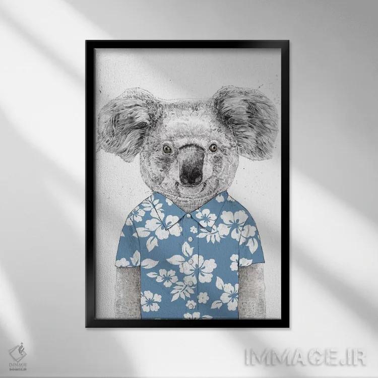 تابلو کوآلای تابستانی آبی اثر بالازس شولتی - نمای قابدار مشکی