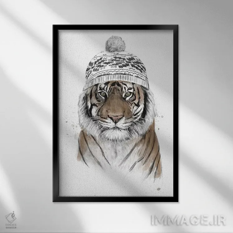 تابلو ببر سیبری اثر بالازس شولتی - نمای قابدار مشکی