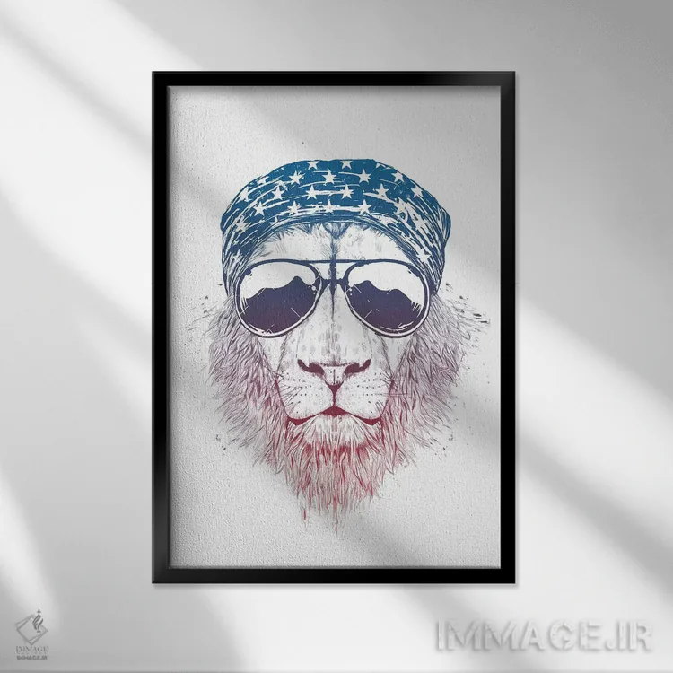 تابلو شیر وحشی اثر بالازس شولتی - نمای قابدار مشکی