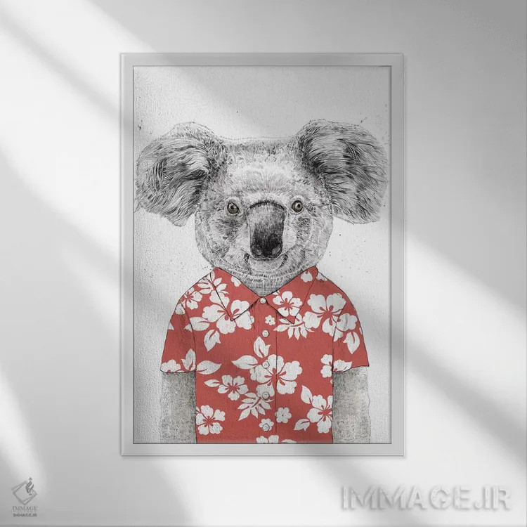 تابلو کوآلای تابستانی قرمز اثر بالازس شولتی - نمای قابدار سفید