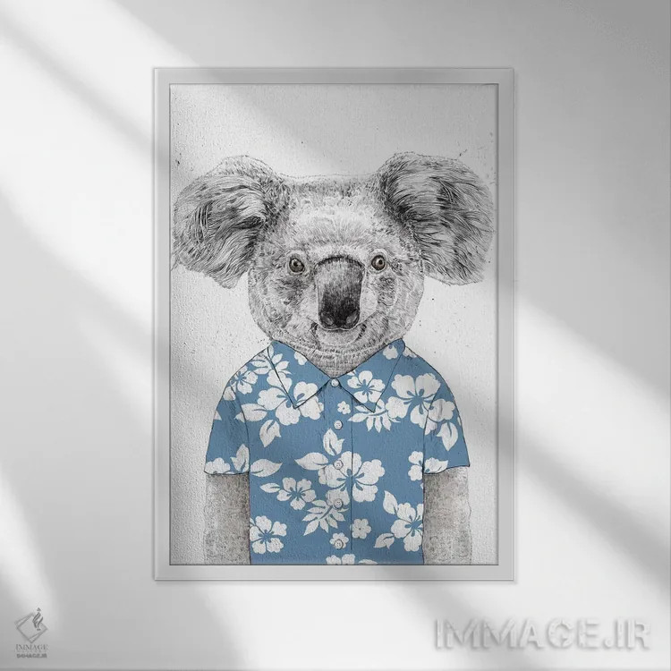 تابلو کوآلای تابستانی آبی اثر بالازس شولتی - نمای قابدار سفید