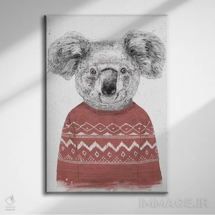 تابلو کوآلای زمستانی قرمز اثر بالازس شولتی - نمای روبهرو روی دیوار