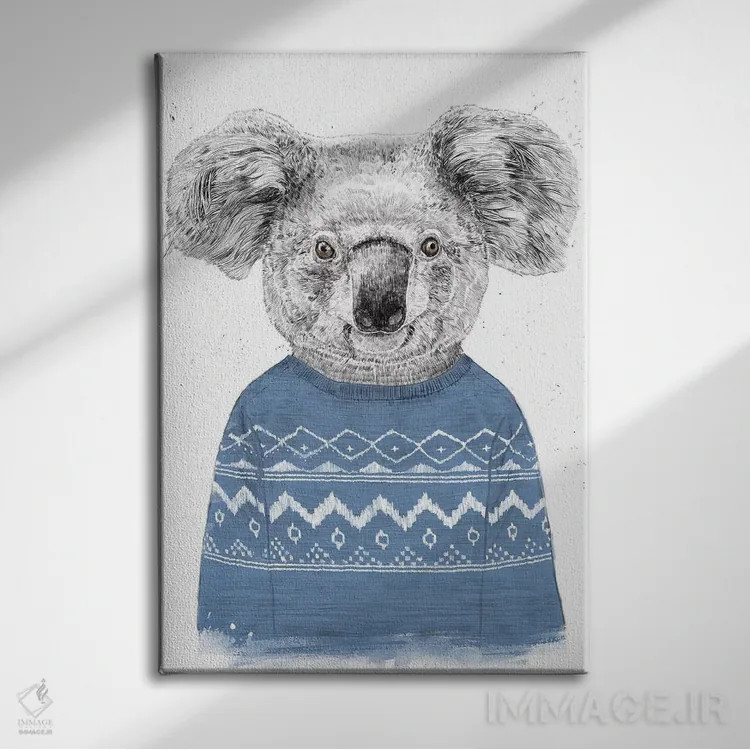 تابلو کوآلای زمستانی آبی اثر بالازس شولتی - نمای روبهرو روی دیوار