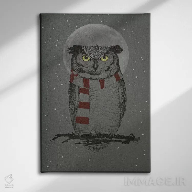 تابلو جغد زمستانی اثر بالازس شولتی - نمای روبهرو روی دیوار