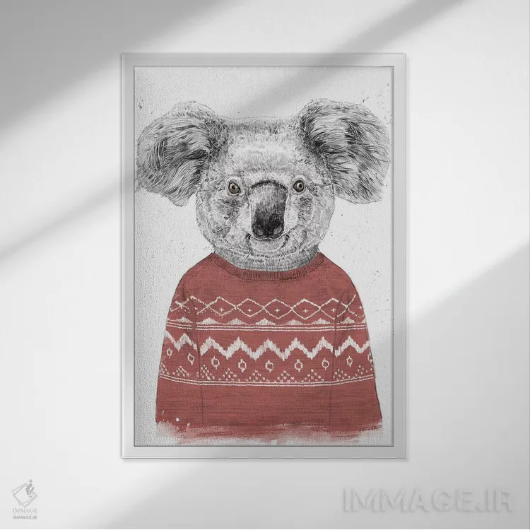 تابلو کوآلای زمستانی قرمز اثر بالازس شولتی - نمای قابدار سفید