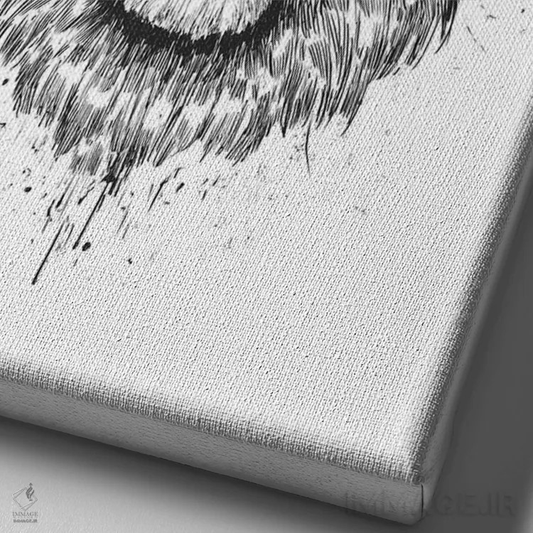 تابلو شیر گلدار (سیاه و سفید) اثر بالازس شولتی - نمای نزدیک بافت بوم