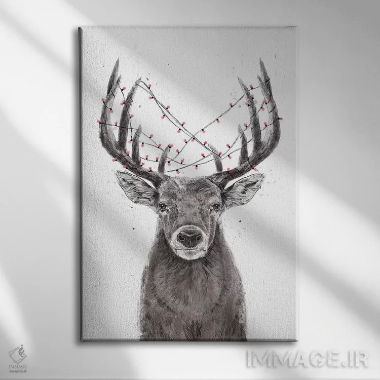 تابلو گوزن کریسمس اثر بالازس شولتی - نمای روبهرو روی دیوار