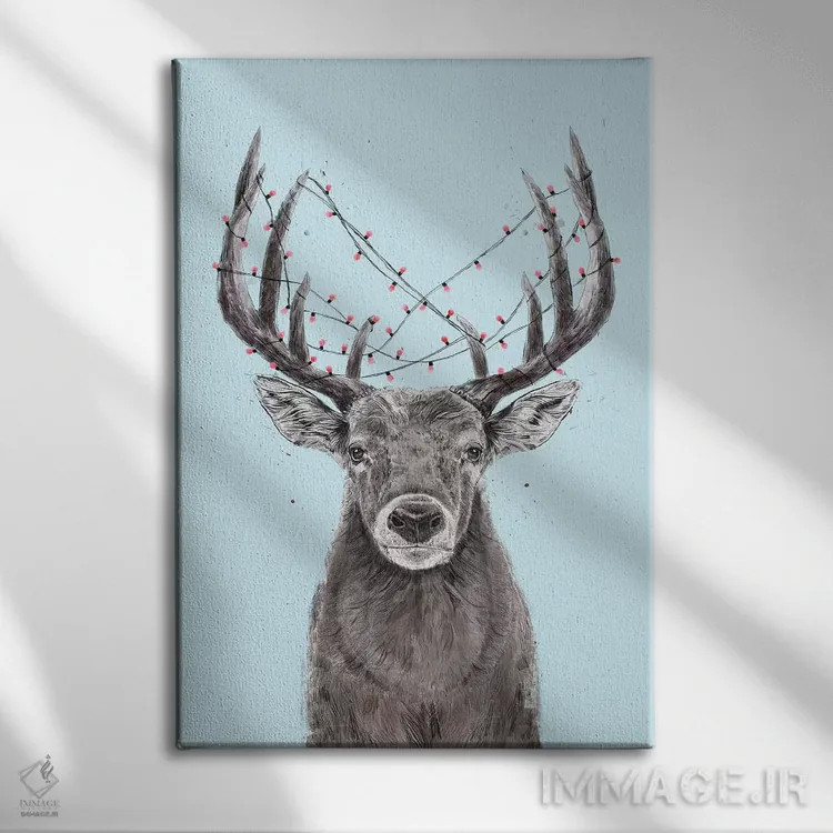 تابلو گوزن کریسمس ۲ اثر بالازس شولتی - نمای روبهرو روی دیوار