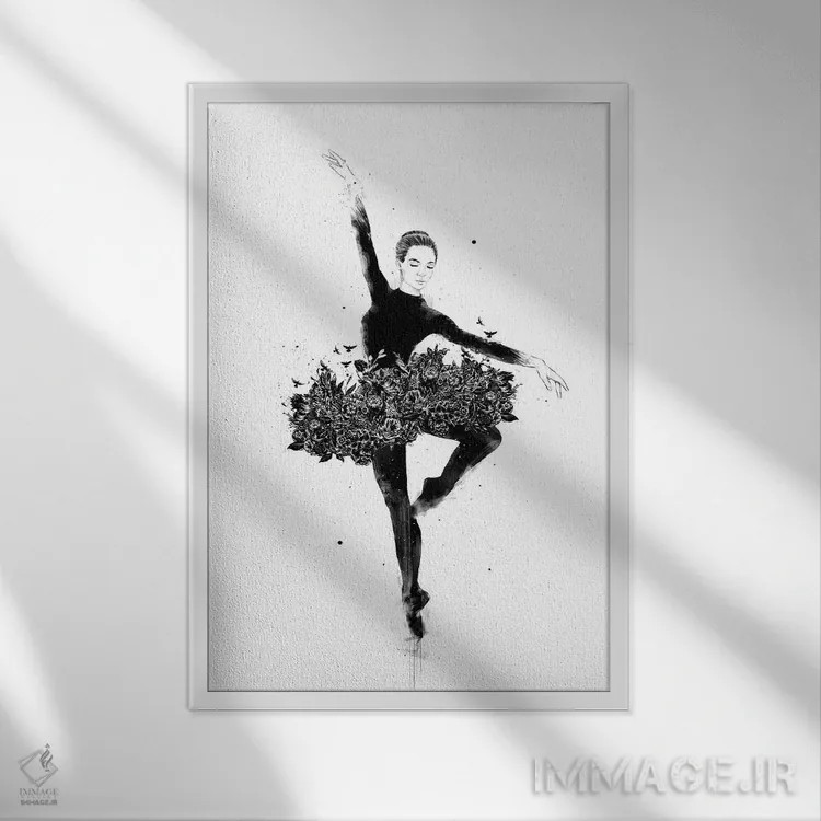 تابلو رقص گلها اثر بالازس شولتی - نمای قابدار سفید