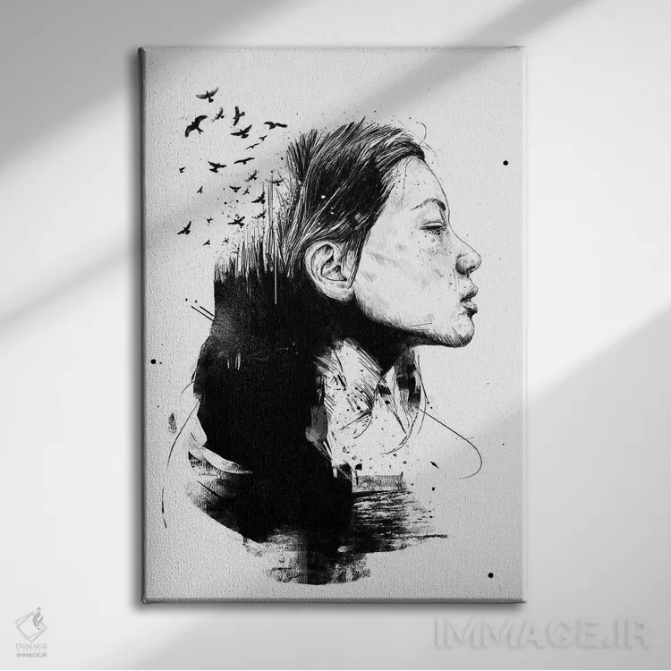 تابلو ذهنت را باز کن (سیاه و سفید) اثر بالازس شولتی - نمای روبهرو روی دیوار