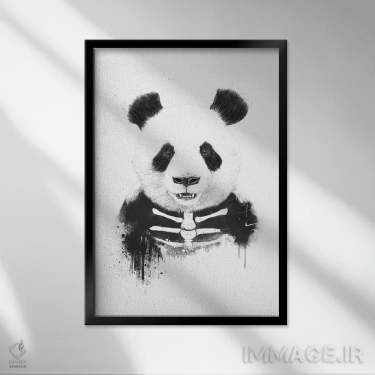 تابلو پاندای زامبی اثر بالازس شولتی - نمای قابدار مشکی