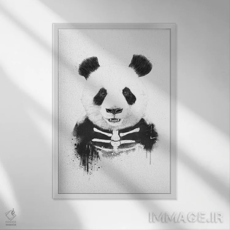 تابلو پاندای زامبی اثر بالازس شولتی - نمای قابدار سفید