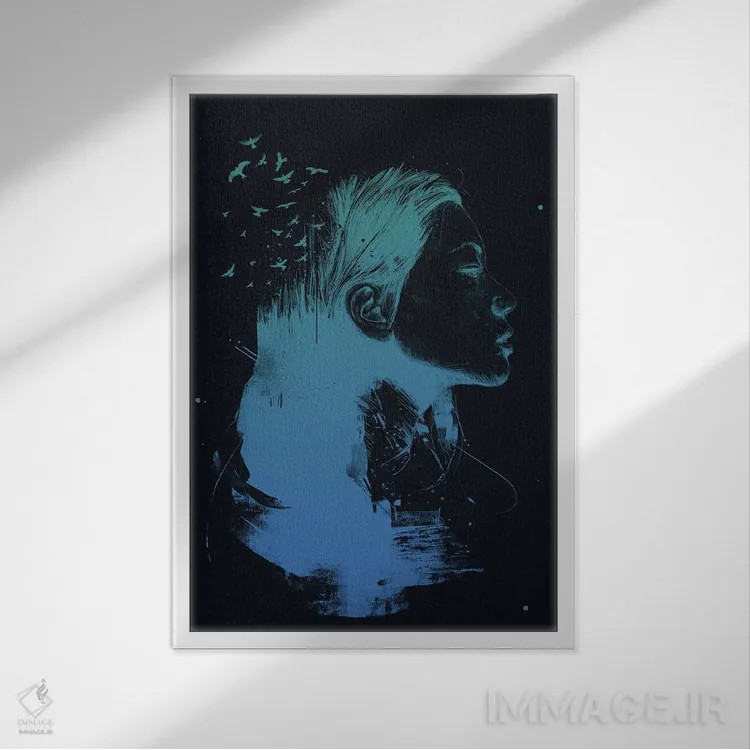 تابلو ذهنت را باز کن (تیره) اثر بالازس شولتی - نمای قابدار سفید