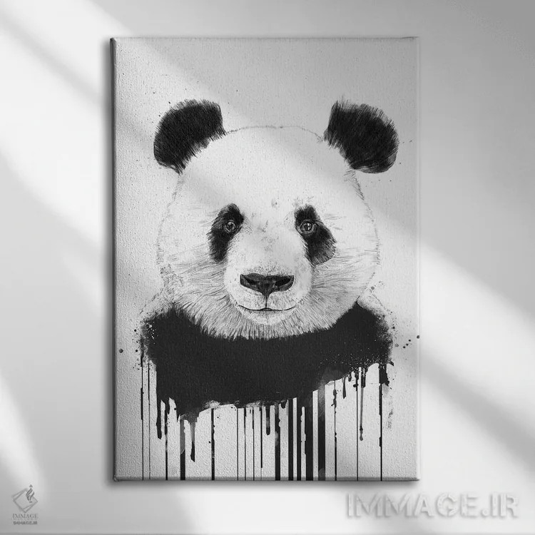 تابلو پاندای گرافیتی اثر بالازس شولتی - نمای روبهرو روی دیوار
