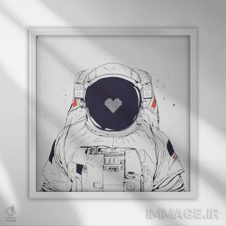 تابلو عشق فضانورد اثر بالازس شولتی - نمای قابدار سفید