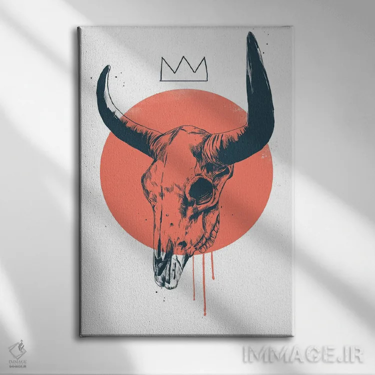 تابلو جمجمه گاو ۲ اثر بالازس شولتی - نمای روبهرو روی دیوار